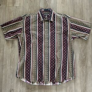 Salty‎ Dog Imperial Poplin Men’s Large Short Sleeve Button Up Shirt Mexican